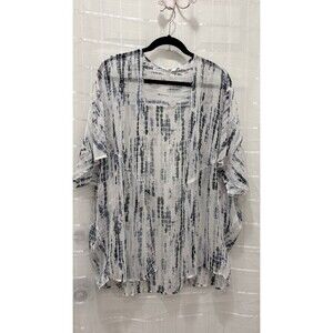 Maurices Sheer Kimono Cardigan Womens S/M Blue White Striped Boho Lightweight